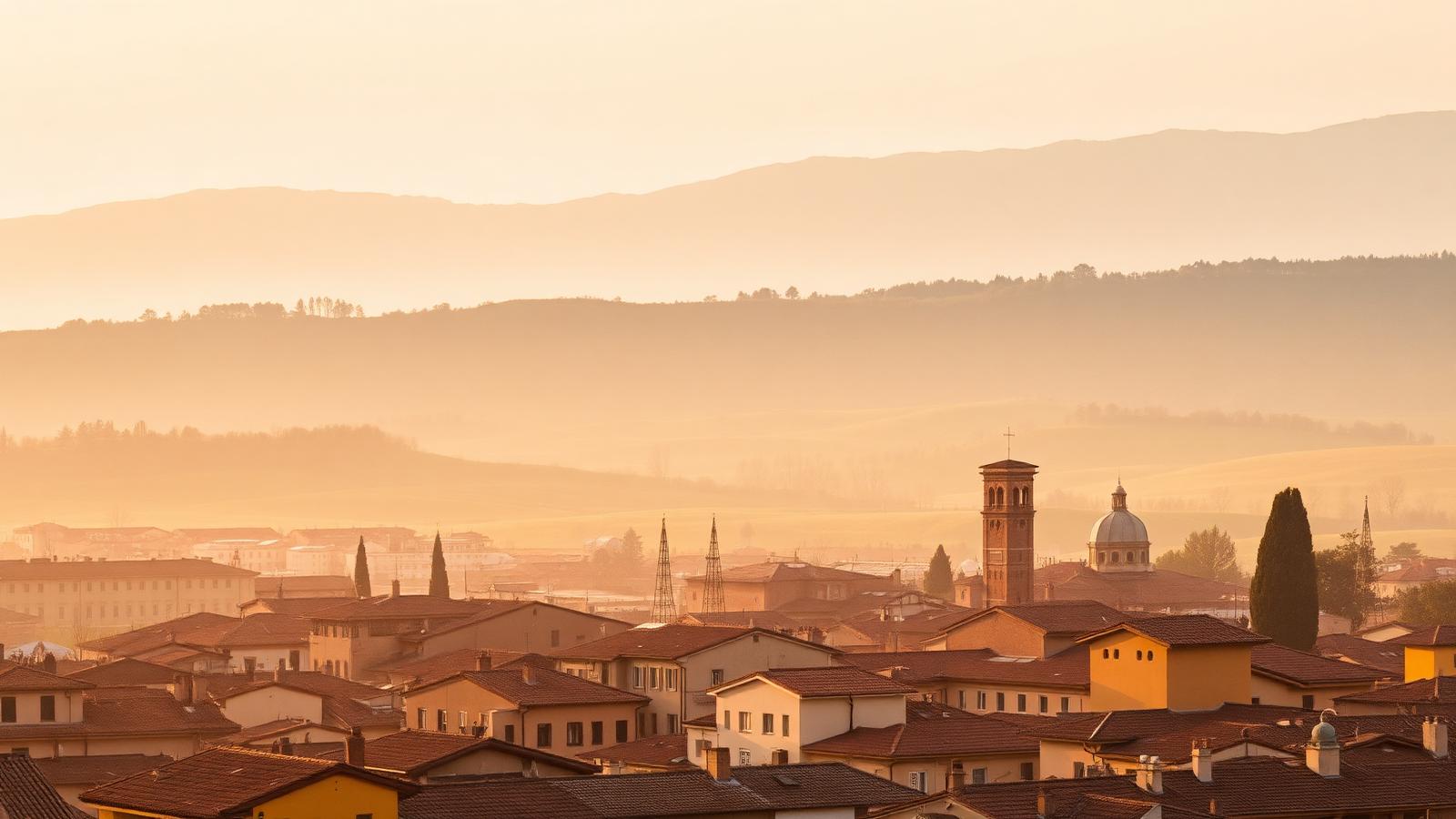 Veduta dell'Emilia-Romagna al tramonto